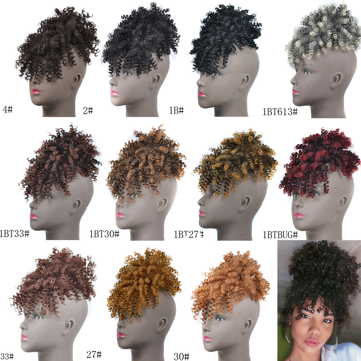 Coque Afro Kinky Cacheado com  - Drawstring Afro Curly Puff Ponytail avaliação e preço