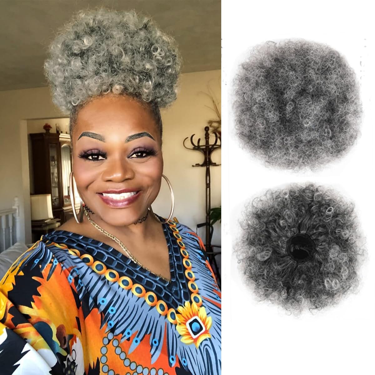 Ponytail Afro Puff com Cordão, - Drawstring Afro Curly Puff Ponytail avaliação e preço