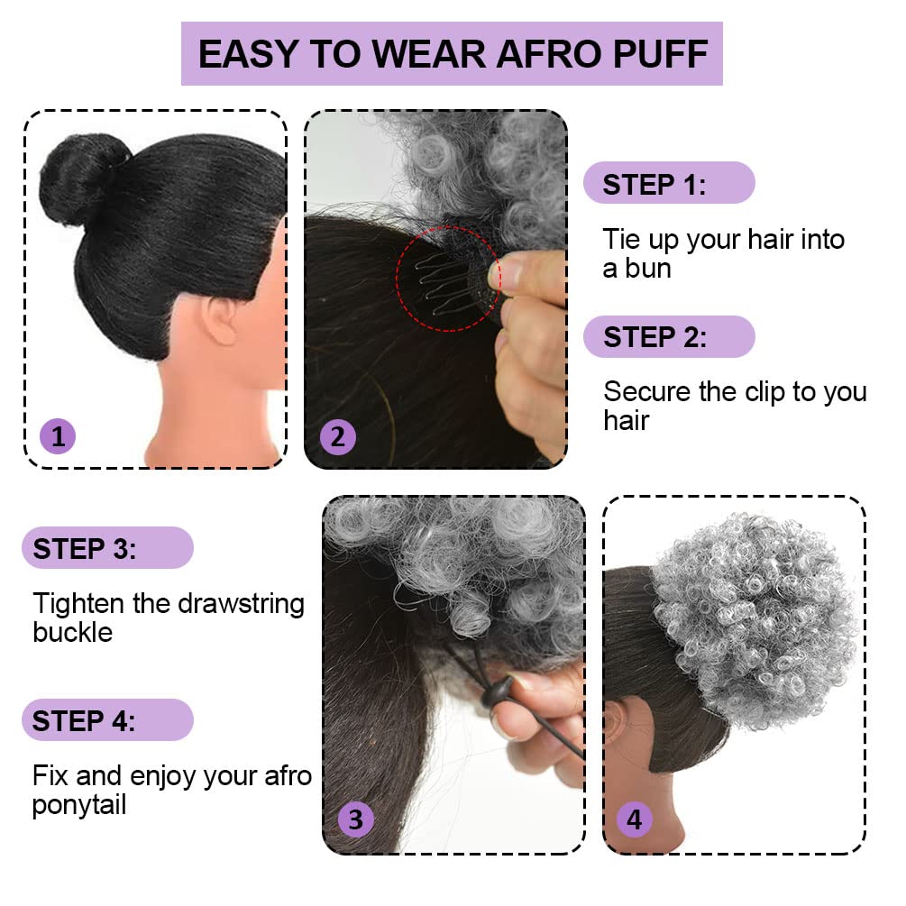 Ponytail Afro Puff com Cordão, - Drawstring Afro Curly Puff Ponytail avaliação e preço