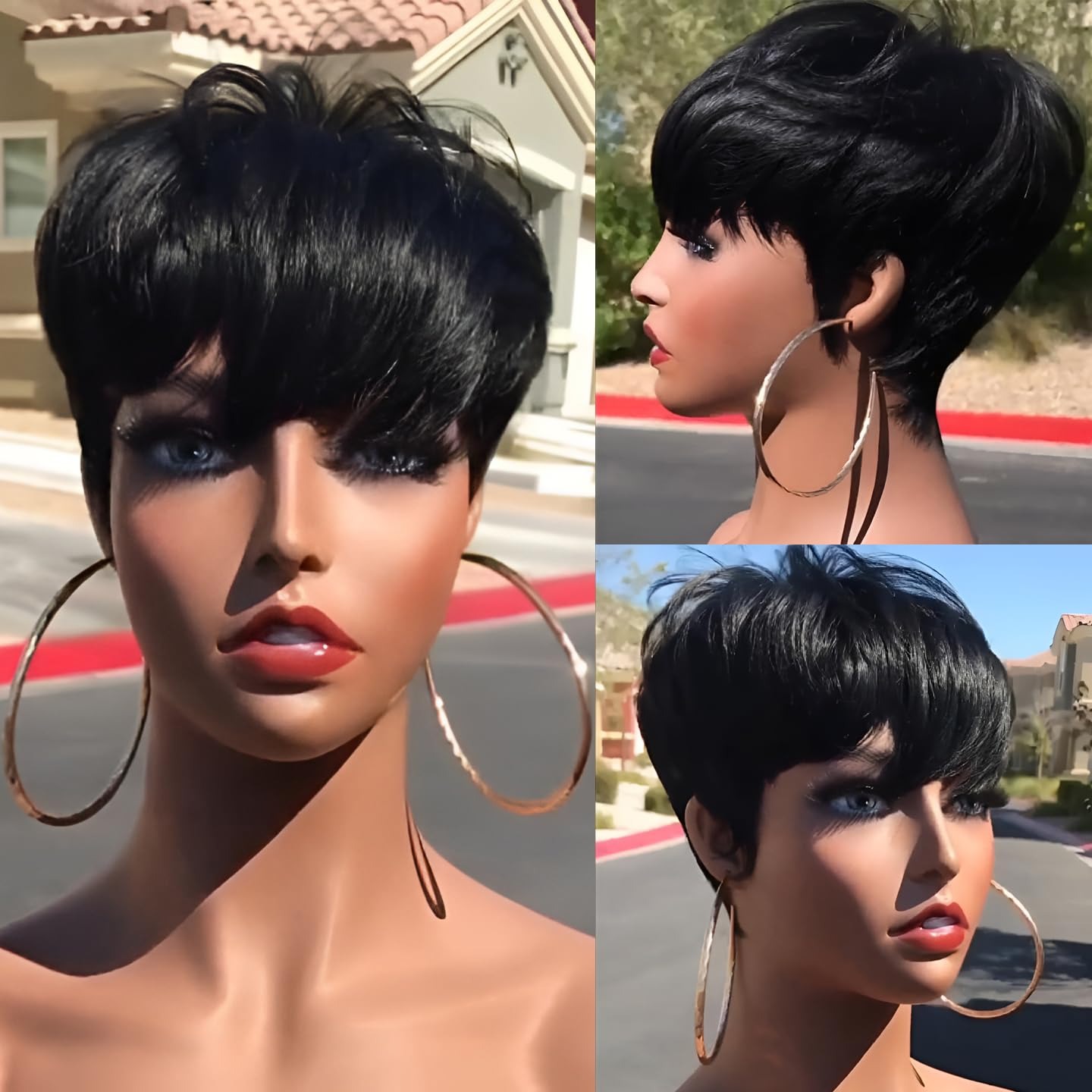 Perucas de cabelo humano curto - Short Pixie Cut Wig Human Hair Cheap avaliação e preço