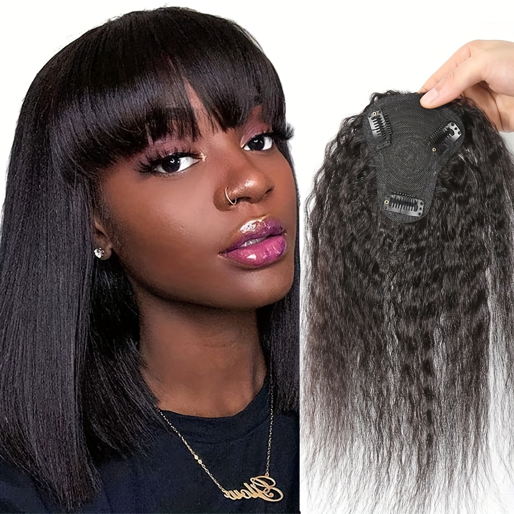 Kinky reta topper cabelo com f - Hair Clips avaliação e preço