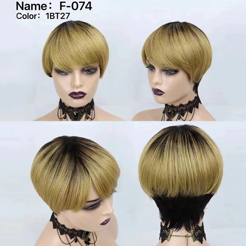 8 Polegada curto remy peruca d - Short Pixie Cut Wig Human Hair Cheap avaliação e preço