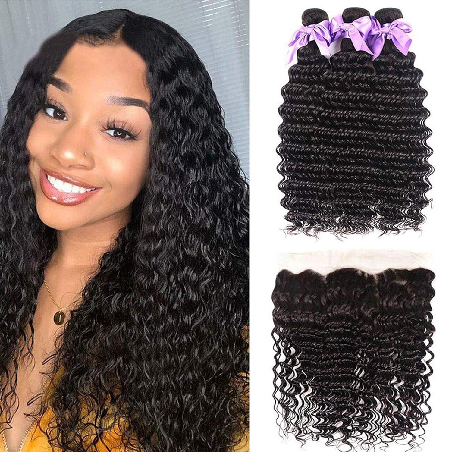 Onda profunda pacotes de cabel - Deep Wave 3 Bundles With Closure avaliação e preço