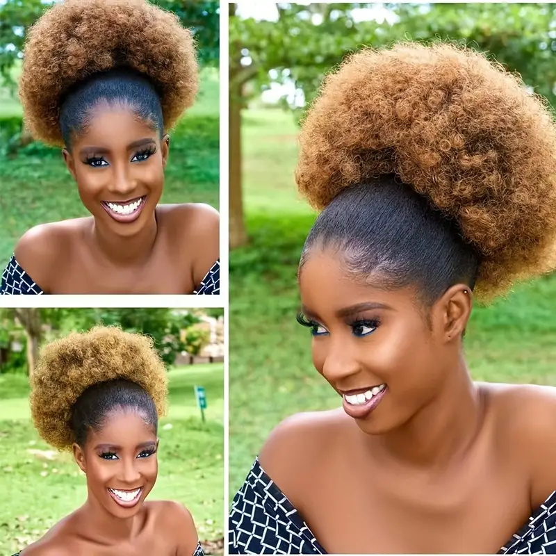 1pc feminino 10-Polegada afro  - Drawstring Afro Curly Puff Ponytail avaliação e preço