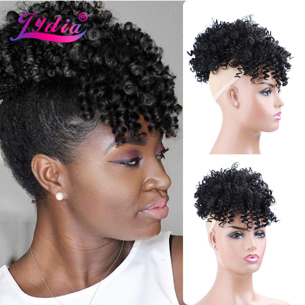 Lydia cordão sintético alto pu - Drawstring Afro Curly Puff Ponytail avaliação e preço